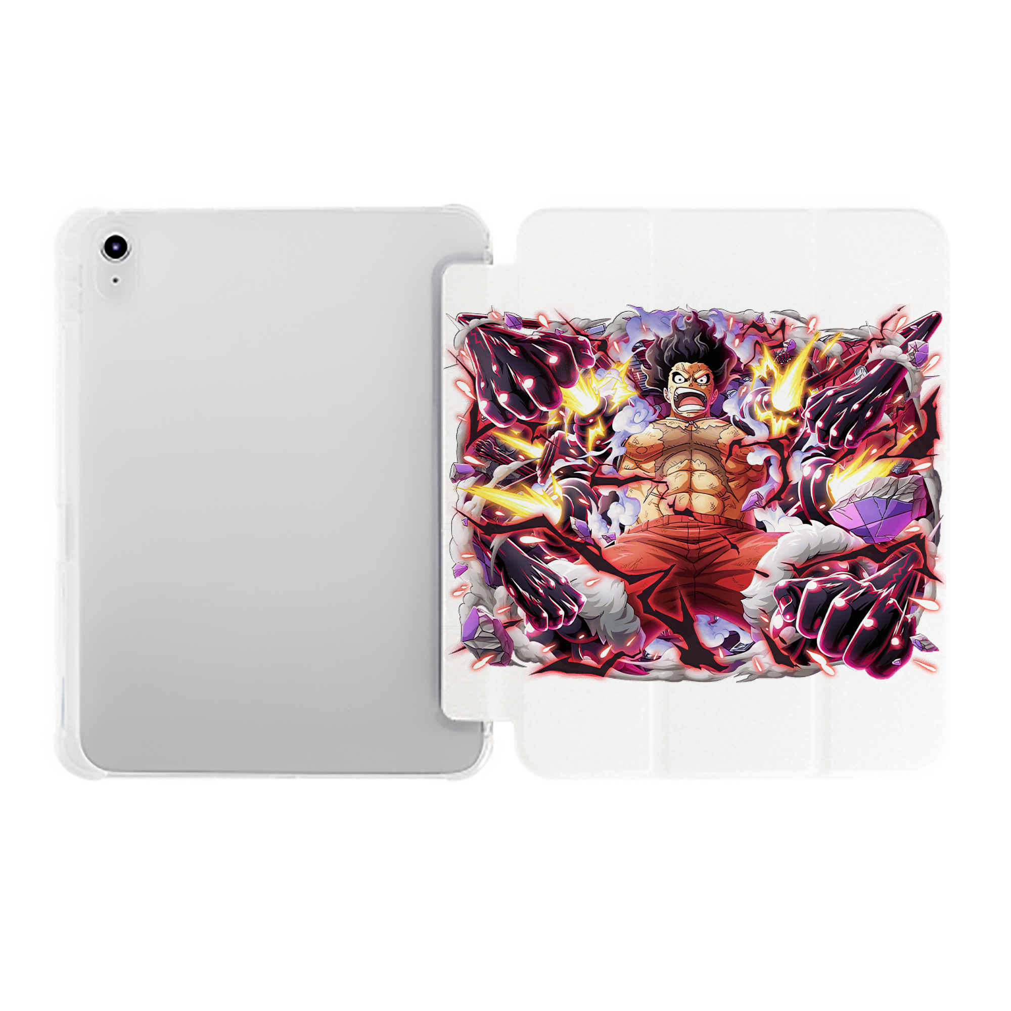 （画像用） ワンピース モンキー・D・ルフィ ONE PIECE Monkey D. Luffy IPad ケース ペン収納付き 三つ折りスタンド PUレザー×シリコン 対応機種9.5/10.5/10.9インチ